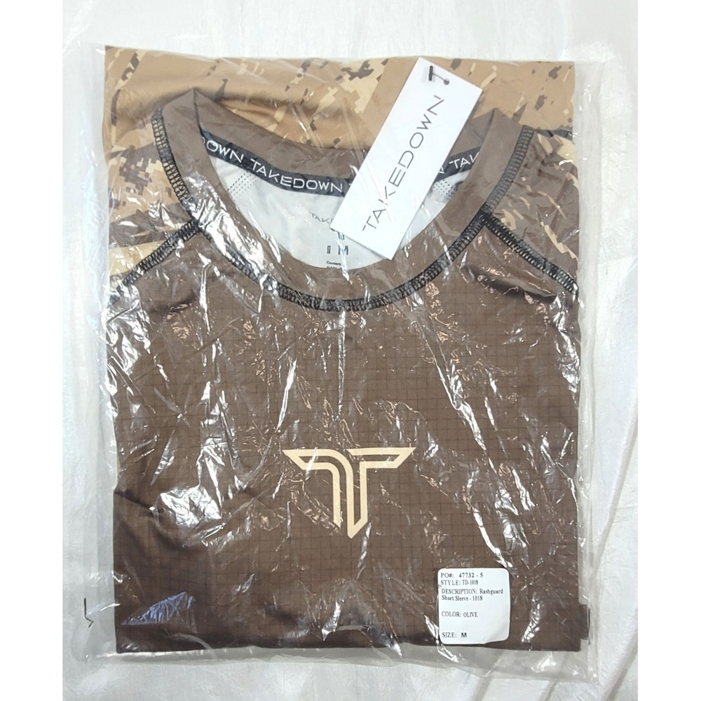 TakeDown Men's Patriot Series Short Sleeve Rashguard - Desert Tan - Medium